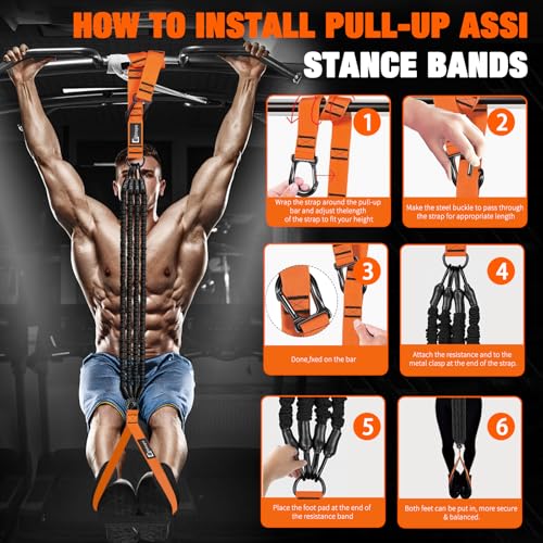 Pull Up Assistance Bands Set, 300 lbs Max Heavy Duty Resistance Bands with Adjustable Strap, Non-Slip Handle & Door Anchor, Full Body Strength Training Workout Equipment for Home Gym Fitness