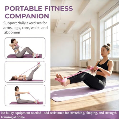 Pedal Resistance Band with Handle, Up to 50lbs 6-Tube Multifunction Pedal Resistance Band for Home Workout, Natural Rubber Foot Pedal Resistance Band with Storage Bag
