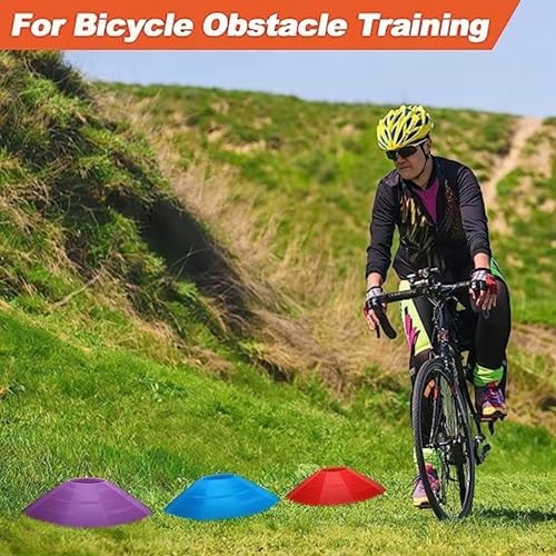 ANRANK 50 Pcs Disc Cones, Agility Soccer Cones with Carry Bag and Holder, Soccer Cones for Sports Training, Football, Soccer, Basketball, Coaching, Practice Equipment, 5 Color