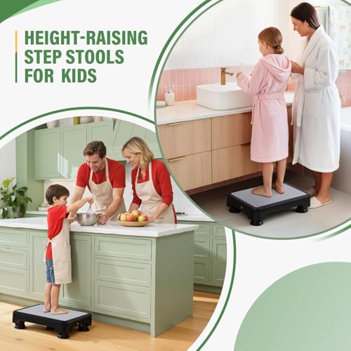 SOYO Mobility One Step Stool, Heavy Duty Indoor Outdoor Non-Slip Small Step Platform Assistive Device for Adult Elderly, Standing Support and Step Riser for Car, Bed, Door, Stair, Bathroom, Black-Gray