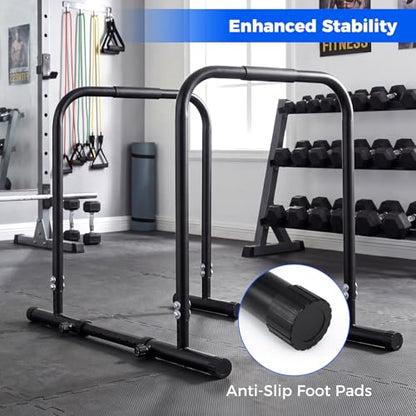 Goplus Adjustable Dip Bar, Heavy Duty Parallette Push Up Stand with 660 LBS Capacity, Anti-Slip Foam Grips, Portable Fitness Workout Dip Station for Home Gym, Calisthenics