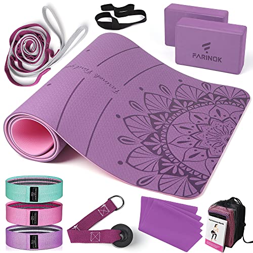 1/3 Yoga Mat Thick, Yoga Set for Beginners - color: PURPLE&PINK