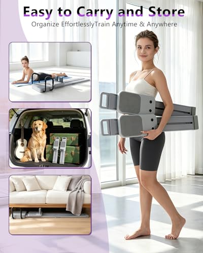 Pilates Board, 8-in-1 Pilates Equipment, Multifunctional Pilates Reformer Ab Machine for Home Workout, Full Body Workout Machine, Rowing Machine, Ski Machine for Exercise, Core Strengthening & Fitness