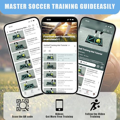 2F22E Soccer Training Mat for Kids & Youth, Non-Slip Silent Footwork Training Equipment with Soccer Bounce Trainer & Socks, Ball Mastery Skills Mat with Instructional Video for Indoor Practice