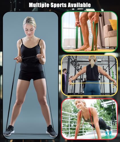 Resistance Bands for Working Out, 5-Levels Exercise Band Set, Pull Up Assistance Bands-Strength Training Physical Therapy Stretching Women Men Home Gym