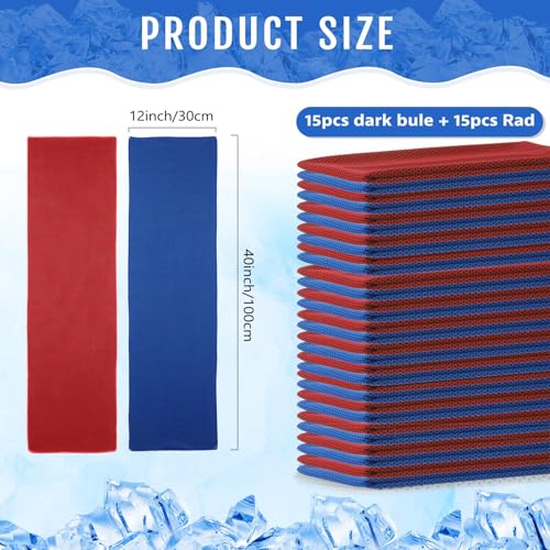 Hosuly 30 Pack Cooling Towels 40"x12" - color: Dark Blue, Red