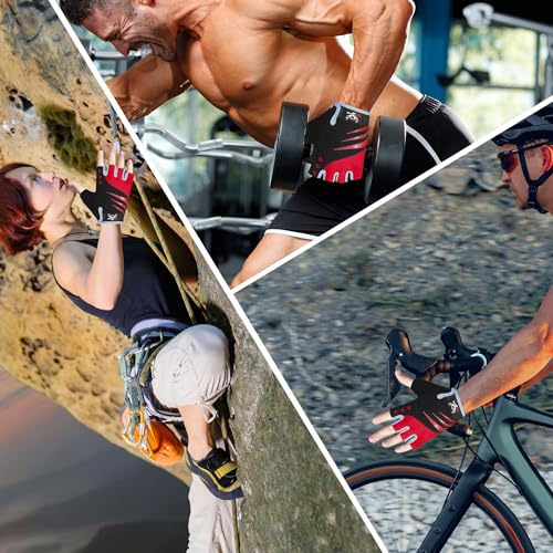 Half Finger Cycling Gloves for Men Women, Gel Padded Anti-Slip Shock Absorbing Weight Lifting Gym Gloves Cycle Mountain Bike Gloves for MTB, Biking, Hiking
