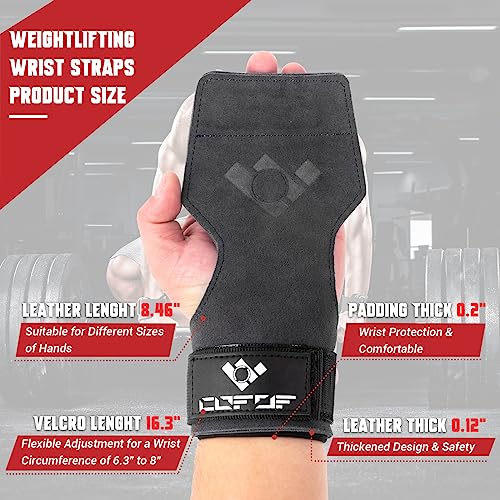 COFOF Weight Lifting Wrist Strap, Double Layer Leather Wrist Strap for Deadlift and Powerlifting, Adjustable Neoprene Padded Gym Workout Lifting Hooks (Pair) - color: Gray