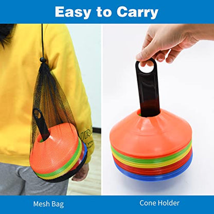 50/100/200pcs Disc Cones, Soccer Cones with Carry Bag and Holder, 5 Colors - size: 25pcs