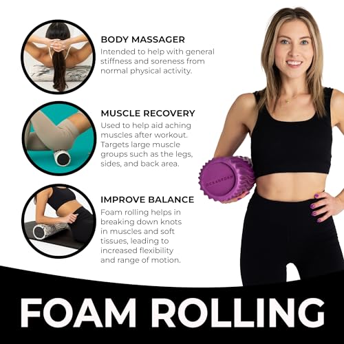 Tidal Roller - Magenta - Muscle Massage Foam Roller for Back Pain & Stretching - Firm and Ergonomic Wide Wave Textured - Yoga, Athletics, & Wellness - Full Size, 20" x 5" - color: Magenta