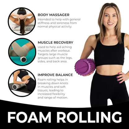 Tidal Roller - Magenta - Muscle Massage Foam Roller for Back Pain & Stretching - Firm and Ergonomic Wide Wave Textured - Yoga, Athletics, & Wellness - Full Size, 20" x 5" - color: Magenta