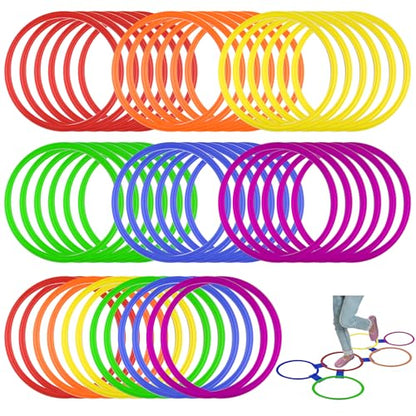 Mototo 24/30/48/96 Pack Agility Rings 15 Inch Speed Training Hopscotch Rings Plastic Circle Jumping Hoops Agility Hurdles for Athlete Exercise Soccer Football Gymnastics Games Practice Footwork - style: 48 Pack