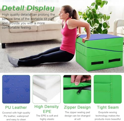 Folding Gymnastics Wedge Mat for Tumbling, Incline Exercise Mat with Handles – Yoga, Pilates & Martial Arts Training Mat for Home Gym, Durable Non-Slip Tumbling Mats for Fitness