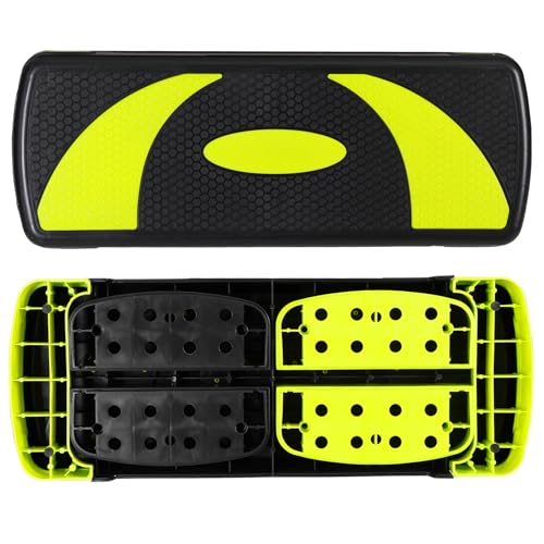 31” Aerobic Step Platform for Exercise, Adjustable Workout Stepper with Non-Slip Surface, Fitness Step Platform with 3 Height Levels, 400 LBS Capacity for Home Gym Cardio Training (Green)