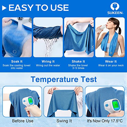 Sukeen 4 Pack Cooling Towels (40"x 12"), Cooling Neck Wraps, Soft Ice Towel - color: Grey/Grey/Blue/Blue