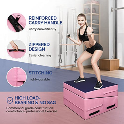 Folding Gymnastics Cheese Wedge Incline Mat, Gym Fitness Tumbling Skill Shape Mat for Kids Girls Home Training Exercise