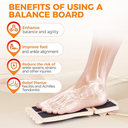 Ankle Strengthener & Ankle Balance Board, Used For Sprain Physical Rehabilitation and Relief of Plantar Fasciitis, Axis Board Pro - Includes Exercise Guide