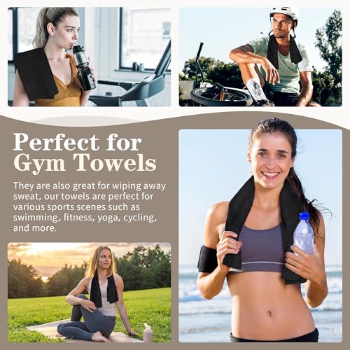 Salon Towels 12 Pack, Black Hand Towels for Bathroom, Quick Dry Gym Towels, Spa Face Towel, Absorbent Microfiber Towels for Salon, Barber, Gym, Bath, Pedicure and Home Hair Care,16 x 27 in - color: Black