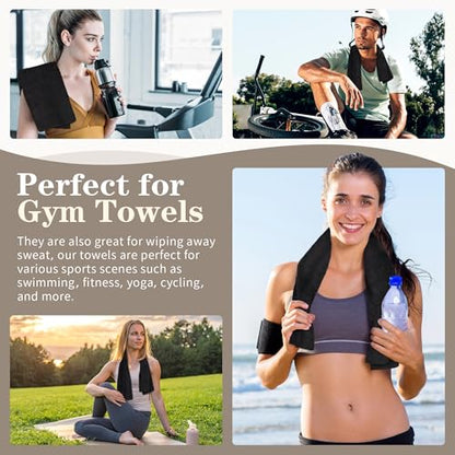 Salon Towels 12 Pack, Black Hand Towels for Bathroom, Quick Dry Gym Towels, Spa Face Towel, Absorbent Microfiber Towels for Salon, Barber, Gym, Bath, Pedicure and Home Hair Care,16 x 27 in - color: Black