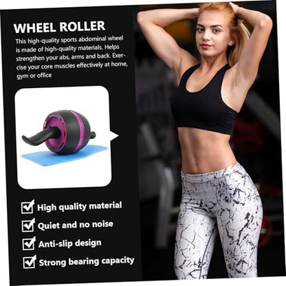 Happyyami Ab Roller Wheel with Automatic Rebound Non-slip Arc Handle Abdominal Trainer for Core Strengthening Home Fitness Equipment for Men and Women Includes Extra Mat for Floor Protection
