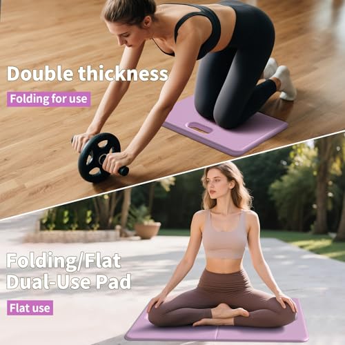 PAIDU Yoga Knee Pad - 1 Inch Thick with Extra Cushioning, Pain-Free for Knees, Elbows, Wrists and Back | Foldable and Multi-Functional, Suitable for Home Gym, Pilates, Plank, Abdominal Training Fitness Mat