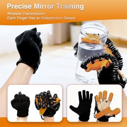 Hand Rehabilitation Equipment, Therapy Gloves for Stroke Hand Recovery Device, Robotic Rehab Glove for Finger Training, Adjustable Strength Hands Exerciser - size: Right-M