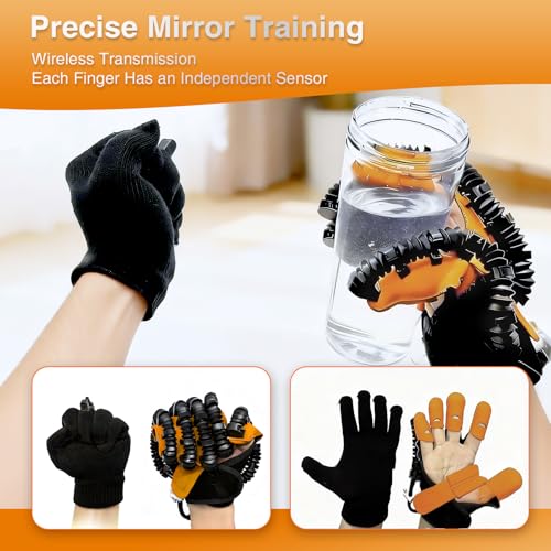 Hand Rehabilitation Equipment, Therapy Gloves for Stroke Hand Recovery Device, Robotic Rehab Glove for Finger Training, Adjustable Strength Hands Exerciser - size: Left-L