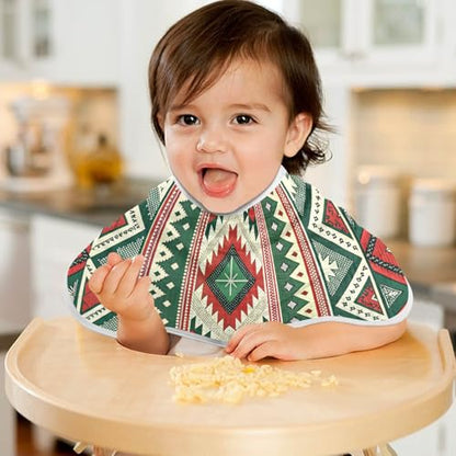 Mexican Ethnic Stripes Muslin Burp Cloths 1 Pack - Extra Large 22"x11", 4-Layer Soft Absorbent Cotton, Waterproof Backing, Baby Drool Rags for Newborn