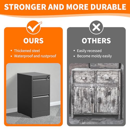 Metal File Cabinet with Drawer Heavy Duty Locking File Cabinets - color: Black, size: 28.8"H-2 drawers