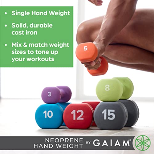 Gaiam Dumbbell Hand Weight (Sold in Singles) - Neoprene Coated Exercise & Fitness Dumbbell for Home Gym Workouts and Strength Training - Free Weights for Women and Men - size: 5lb