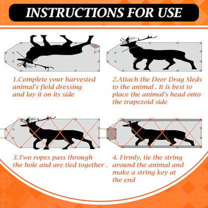 2 Pcs Deer Drag Sled, Heavy Duty Deer Drag Harness Thickened Tear-Resistant Hunting Sled with Ropes Hauling Hunting Gear Accessories for Antelope Elk Duc Ice Fishing Camping Gift for Men