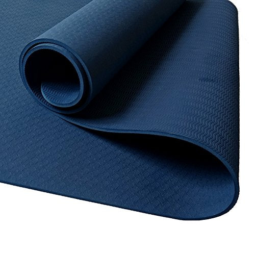 Attraction Design Yoga Mat Non Slip Exercise Mat Extra Thick Workout Mat for Yoga, Eco Friendly Exercise Yoga Mat High Density Fitness Pilates Mat with Carrying Strap, 72"x 24"x 6mm - color: Navy Blue