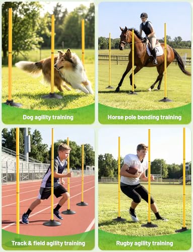 GHB Rubber Base 6 Pack Compatible Agility Poles Sports Soccer Training Extention,Detachable Speed Training Equipment Football Accessories