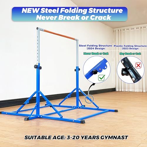 MARFULA Gymnastic Kip Bar for Kids Teens Ages 3-25 of All Gymnastic Levels - color: Bar With Mat-Blue (5 Ft Base)