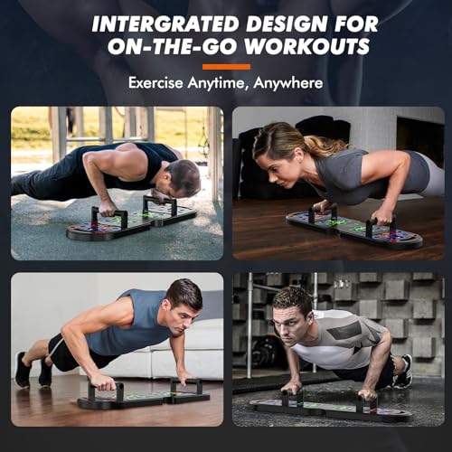 Portable Home Gym Workout Equipment, Push Up Board, Pilates Bar & Fitness Accessories with Resistance Bands for Upper Body Strength Training Full Body Workout at Home