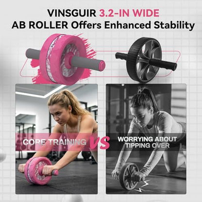 VINSGUIR Ab Roller Wheel, Abs & Core Workout Equipment for Home Gym with Knee Pad Accessories, Abdominal Wheel for Full-body Strength Training