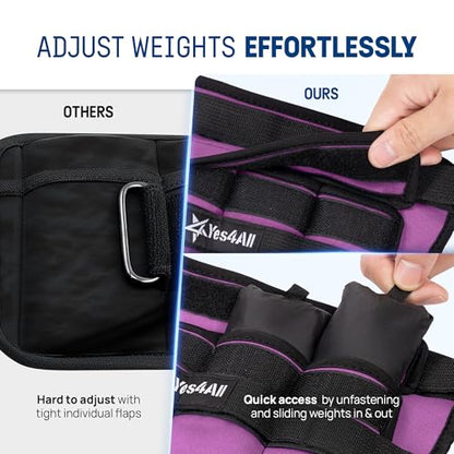 Yes4All Adjustable Wrist & Ankle Weights 3.5/5 LB Pair, Leg Weights for Women & Men, Weighted Arm Bands with Removable Sandbags for Fitness, Pilates, Walking, Strength Training - Versatile Colors
