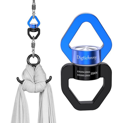 Swing Swivel Heavy Duty,35KN Aluminium Alloy, Swing Spinner for Tree Swing, Aerial Dance, Children’s Swing, Hanging Hammock Outdoor Indoor (Black-Blue) - style: Black Blue-1 Pack