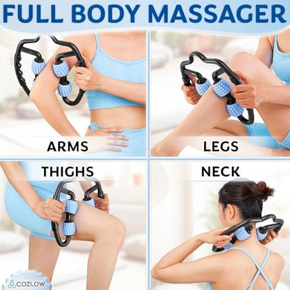 Dual Sided Muscle Roller - Cellulite Massager for Arms and Legs - Flexible Massage Tool - Effective Sculpting Massage for Thighs, Butt - color: Blue/Black