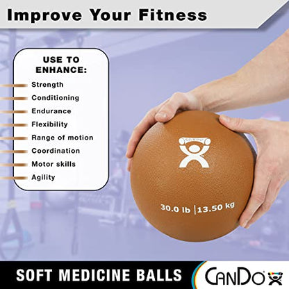 CanDo Soft Medicine Ball 9" Diameter 30lb Gold Exercise Ball for Physical Therapy and Fitness Exercises, Easy Grip Rubber Weighted Ball for Workouts - size: 30 Pound