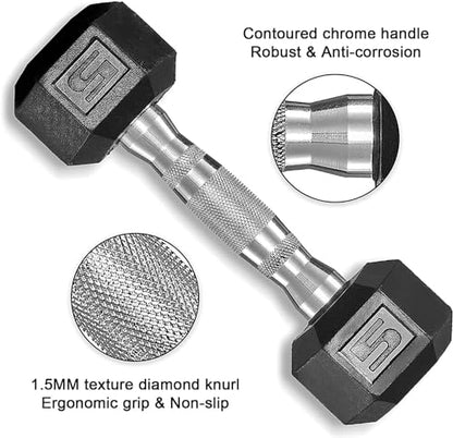 LIFERUN Single Dumbbell Rubber Coated Cast Iron Hex Black Dumbbell Free Weights, 30-85lb