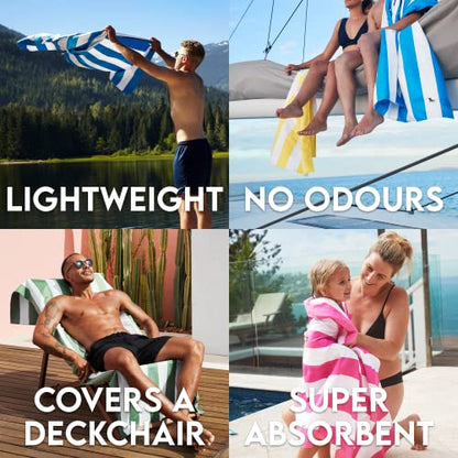 Dock & Bay Beach Towel - Quick Dry, Sand Free - Compact, Lightweight - 100% Recycled - Includes Bag - Cabana Light - Goa Grey - Extra Large (200x90cm, 78x35) - color: Cabana Light - Goa Grey, size: Extra Large (200x90cm, 78x35")