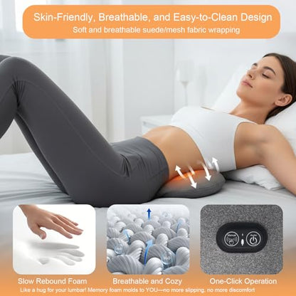 3-in-1 Lumbar Massager with Heating/Vibration/Adjustable Traction Memory foam lumbar pillow conforms to the spine's natural curve for relaxation Smart air cushion Ideal for home, office, or in-car use