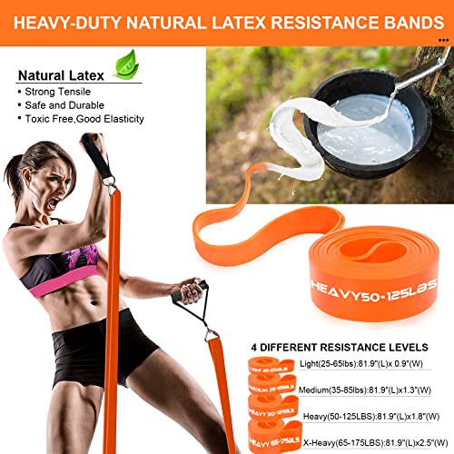 DASKING Resistance Band Bar Set for Home Gym, 500LB Total Resistance with Longer Bar & 4 Stackable Bands, Detachable for Full Body Workouts, Door Anchor, Exercise Guide - style: 98CM/38.5" Length -Black