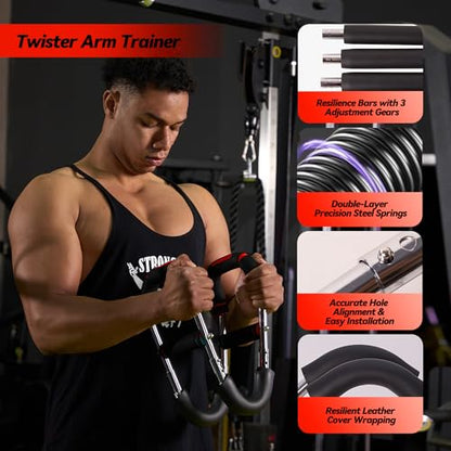 Twister Arm Trainer, Adjustable Chest Workout Equipment with 6 Resistance Levels Springs (30-160 Lbs), Arm Trainer for Men & Women, Detachable Home Gym Fitness Trainer with Anti-Slip Handles - color: Red 30-60, 90-120, 120-160 lbs