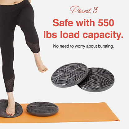 Primasole Balance Disc with Air Pump Wobble Cushion for Stability Workout 2 PCS - color: Cobalt Blue
