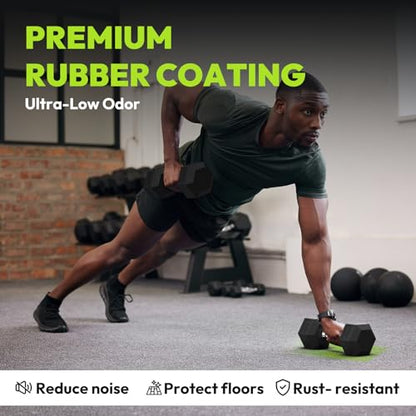 HANDBODE Rubber Coated Hex Dumbbell Set, 90-640 lb - size: 360 lb Set (Pair of 15, 20, 25, 30, 40, 50 lb)