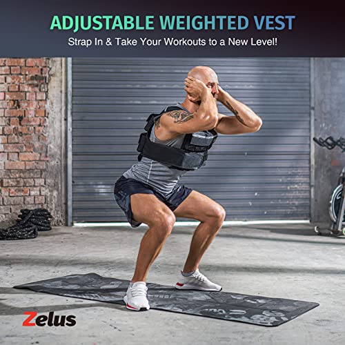 ZELUS Weighted Vest with Adjustable Weights for Home Workouts - color: 45lb Black