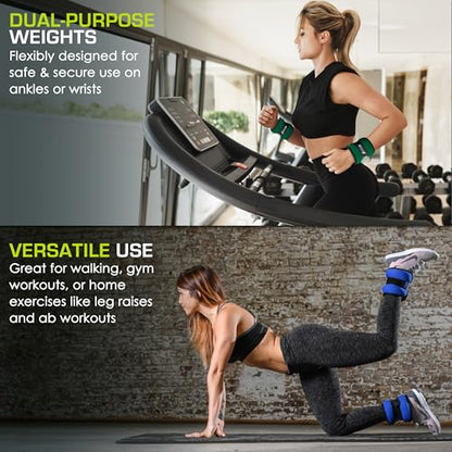 ProsourceFit Ankle/Wrist and Arm/Leg Weights Set of 2, Adjustable Strap 1 lb-5 lb, Adjustable Weight 15 lb, 10 lb, 7 lb for Men and Women - color: Grey, size: 2lb