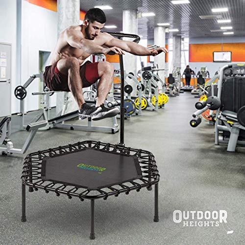 Mini Trampoline, Exercise Fitness Rebounder for Adults & Kids, for Indoor & Outdoor Use, Foldable, Pre-Attached Springs, with Handle, - size: 50 Inch, style: Bungee - No Spring No Fold